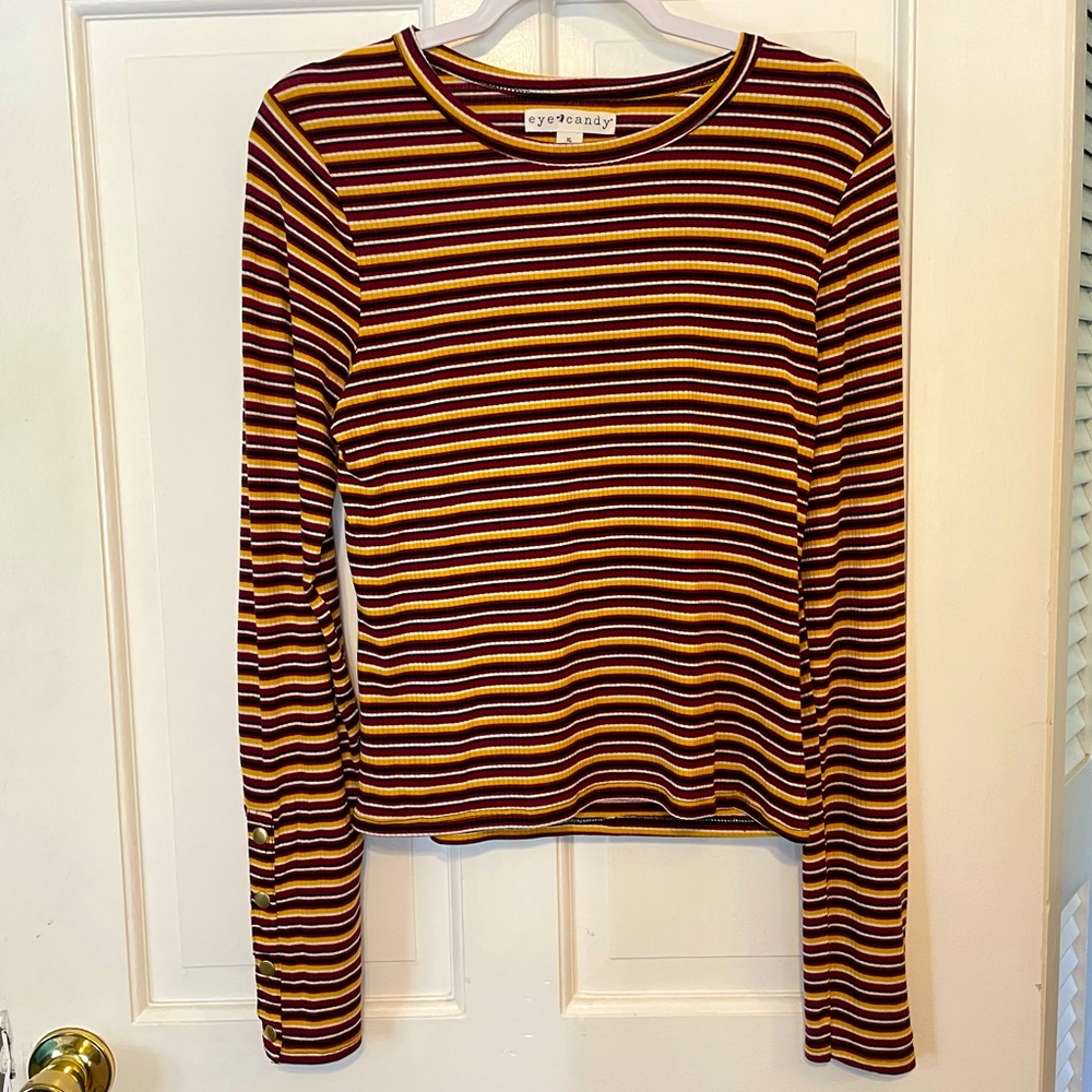 XL Eye Candy striped long sleeve top